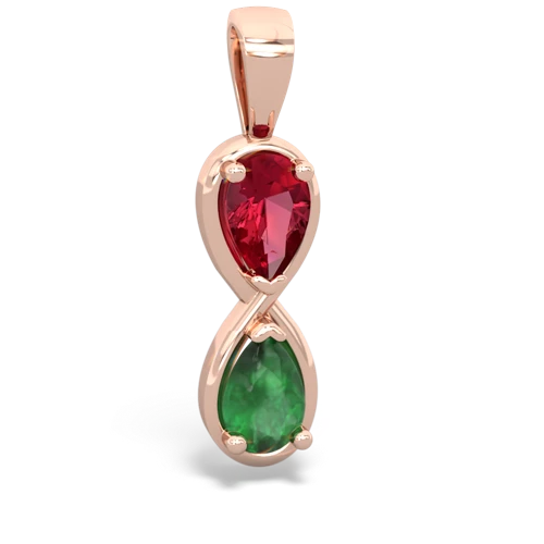 Lab Ruby Lab Created Ruby with Genuine Emerald Infinity pendant Pendant