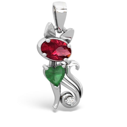 lab ruby-emerald kitten pendant