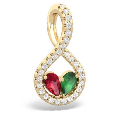 lab ruby-emerald pave twist pendant