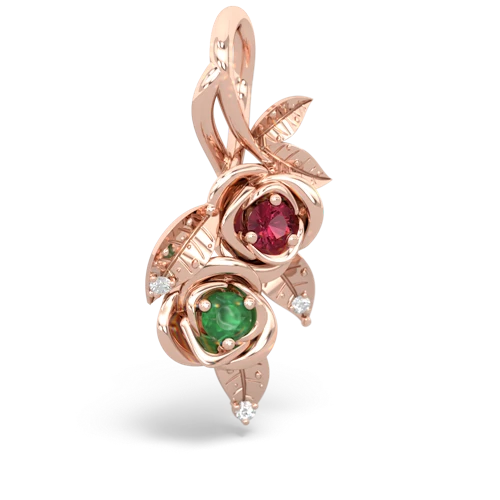 Lab Ruby Lab Created Ruby with Genuine Emerald Rose Vine pendant Pendant