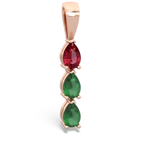 lab ruby-emerald three stone pendant