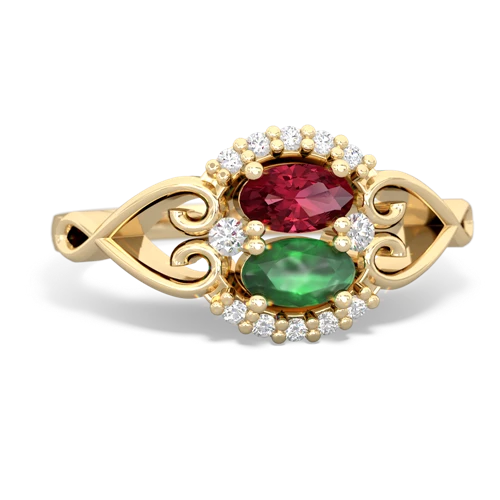lab ruby-emerald antique keepsake ring