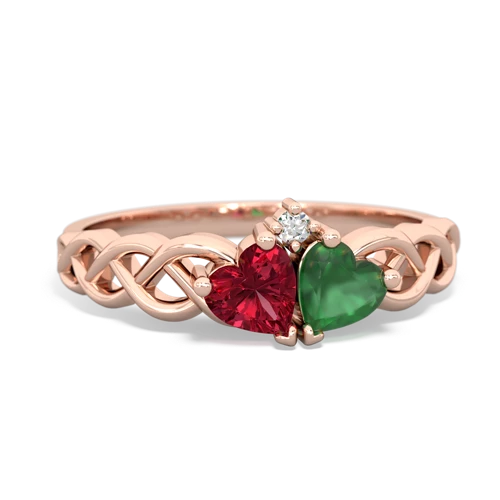 lab ruby-emerald celtic braid ring