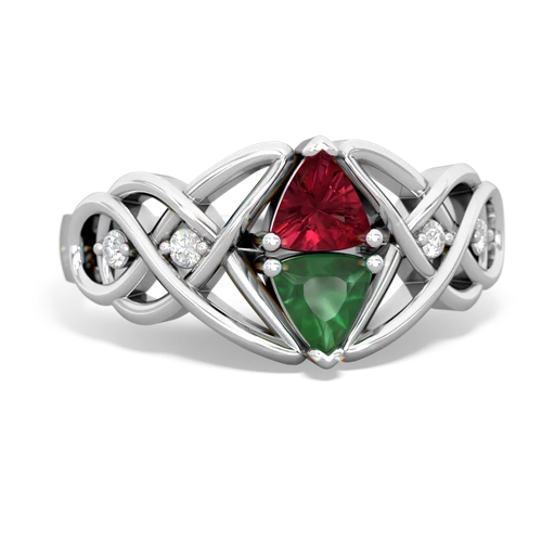 lab ruby-emerald celtic knot ring