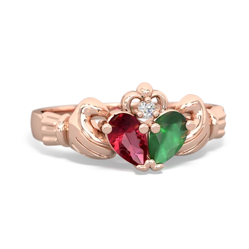 Lab Ruby Lab Created Ruby with Genuine Emerald Claddagh ring Ring