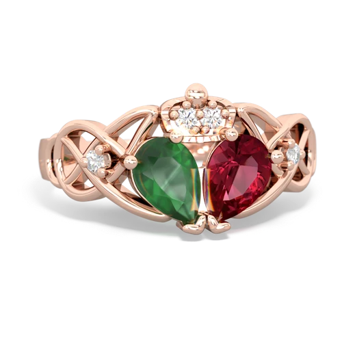 lab ruby-emerald claddagh ring
