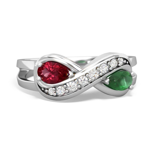 Lab Ruby Lab Created Ruby with Genuine Emerald Diamond Infinity ring Ring