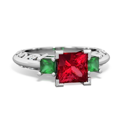 lab ruby-emerald engagement ring