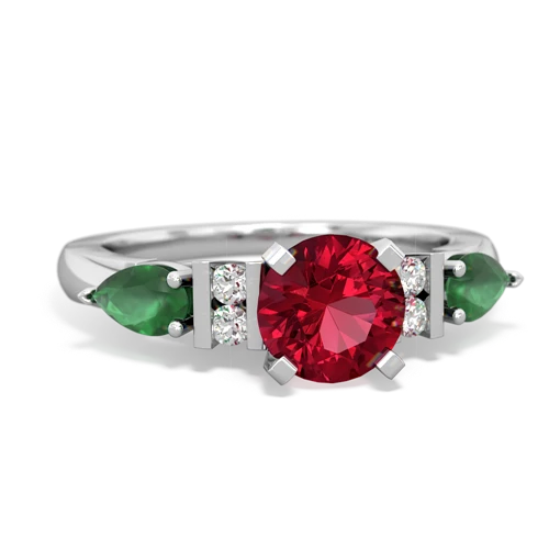 Lab Ruby Lab Created Ruby with Genuine Emerald and Lab Created Emerald Engagement ring Ring