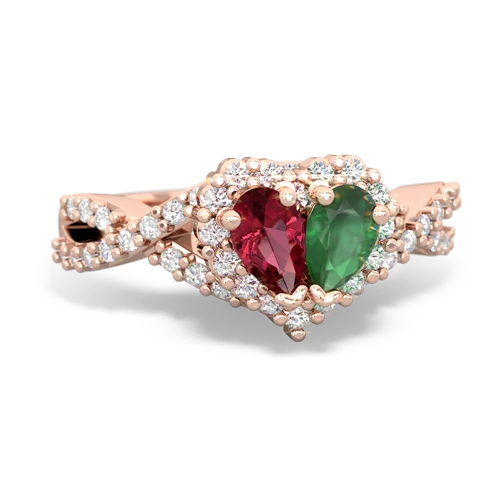 lab ruby-emerald engagement ring