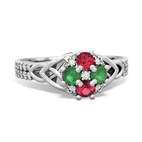 Lab Ruby Lab Created Ruby with Genuine Emerald Celtic Knot Engagement ring Ring