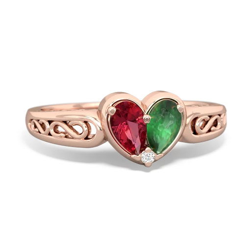 lab ruby-emerald filligree ring