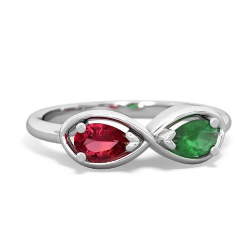 Lab Ruby Lab Created Ruby with Genuine Emerald Infinity ring Ring