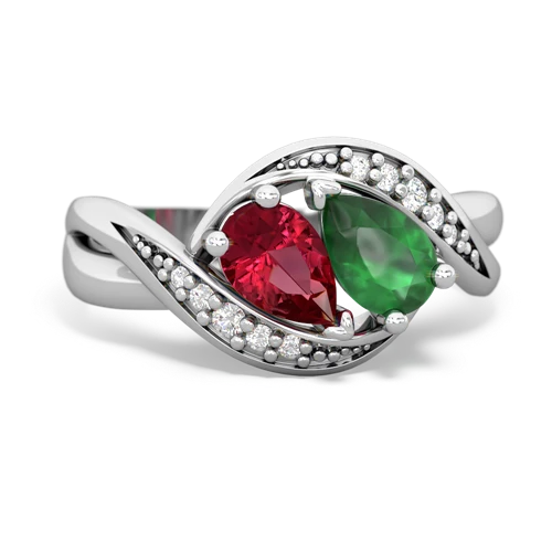 Lab Ruby Lab Created Ruby with Genuine Emerald Summer Winds ring Ring