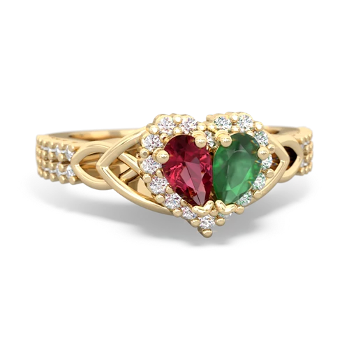Lab Ruby Lab Created Ruby with Genuine Emerald Celtic Knot Engagement ring Ring