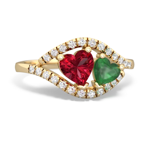 Lab Ruby Lab Created Ruby with Genuine Emerald Mother and Child ring Ring