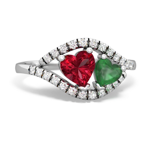 lab ruby-emerald mother child ring