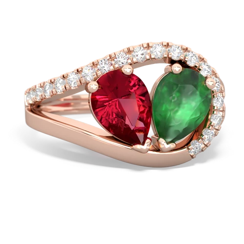 lab ruby-emerald pave heart ring