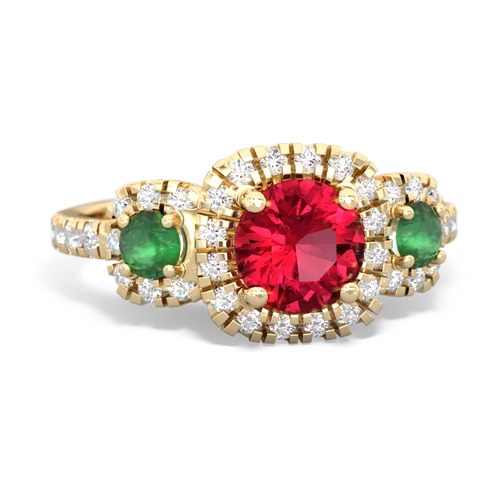 Lab Ruby Lab Created Ruby with Genuine Emerald and Lab Created Emerald Regal Halo ring Ring