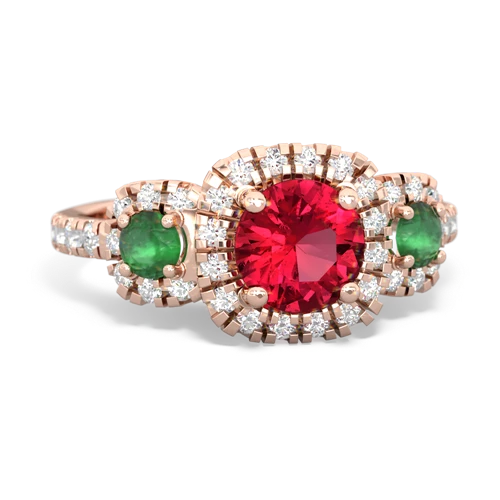 lab ruby-emerald three stone regal ring