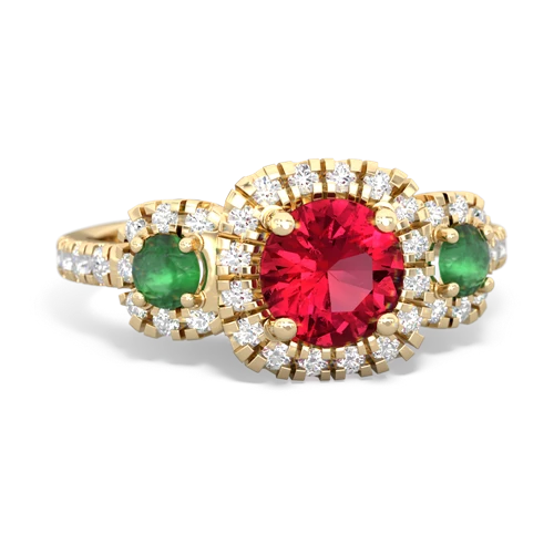 lab ruby-emerald three stone regal ring