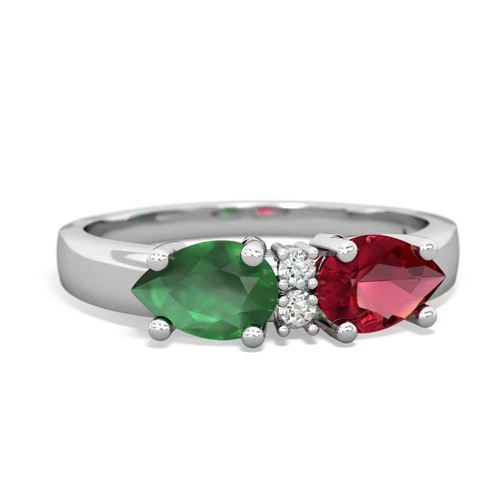 Lab Ruby Lab Created Ruby with Genuine Emerald Pear Bowtie ring Ring