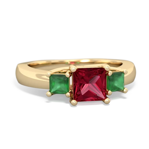Lab Ruby Lab Created Ruby with Genuine Emerald and Genuine Pink Tourmaline Three Stone Trellis ring Ring