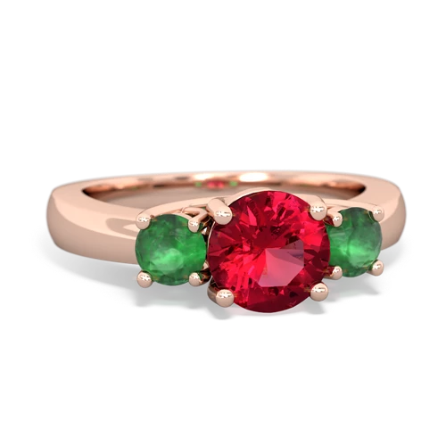 Lab Ruby Lab Created Ruby with Genuine Emerald and Genuine Tanzanite Three Stone Trellis ring Ring