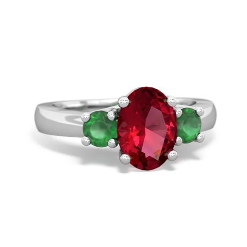 Lab Ruby Lab Created Ruby with Genuine Emerald Three Stone Trellis ring Ring