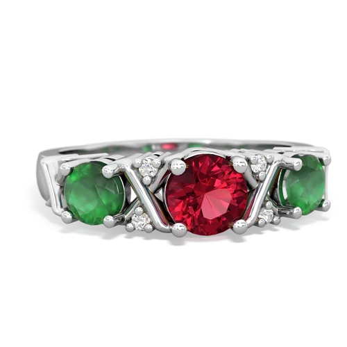 Lab Ruby Lab Created Ruby with Genuine Emerald and Genuine Amethyst Hugs and Kisses ring Ring