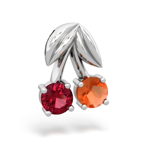 lab ruby-fire opal cherries pendant