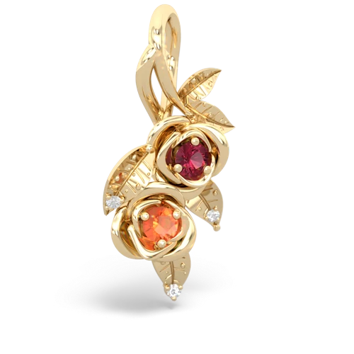 Lab Ruby Lab Created Ruby with Genuine Fire Opal Rose Vine pendant Pendant