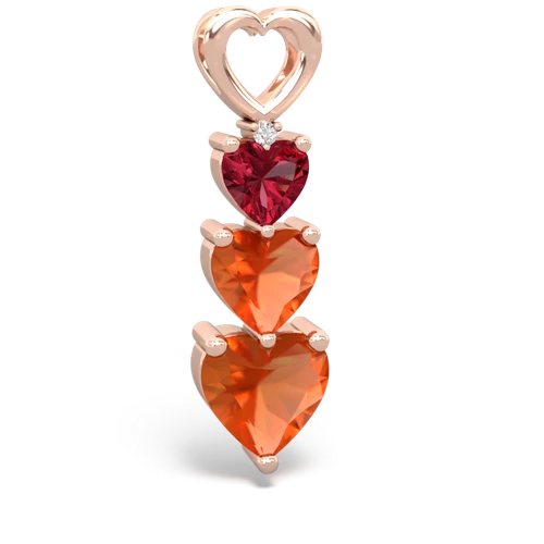 Lab Ruby Lab Created Ruby with Genuine Fire Opal and Genuine Aquamarine Past Present Future pendant Pendant