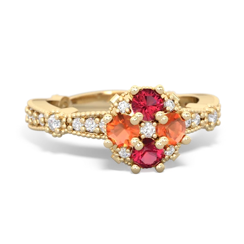 lab ruby-fire opal art deco engagement ring