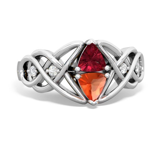 lab ruby-fire opal celtic knot ring