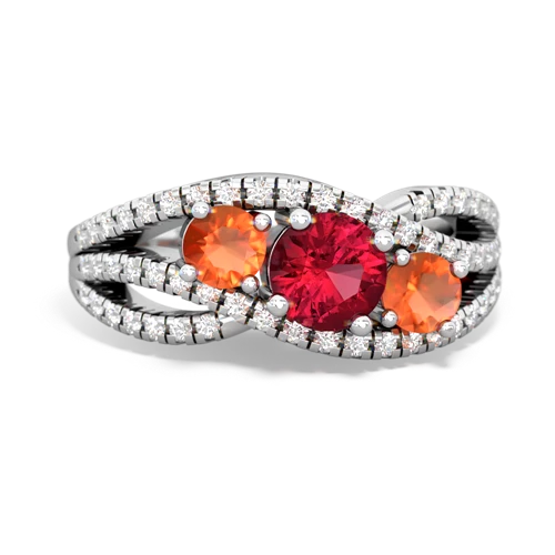 lab ruby-fire opal three stone pave ring