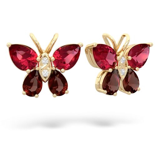 lab ruby-garnet butterfly earrings