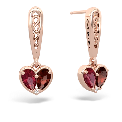 lab ruby-garnet filligree earrings