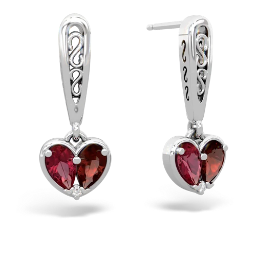 lab ruby-garnet filligree earrings