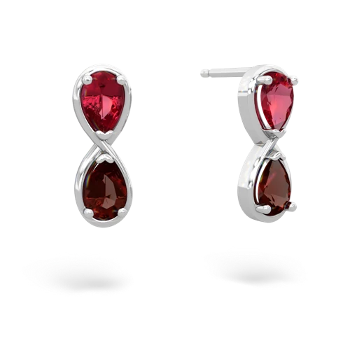 lab ruby-garnet infinity earrings