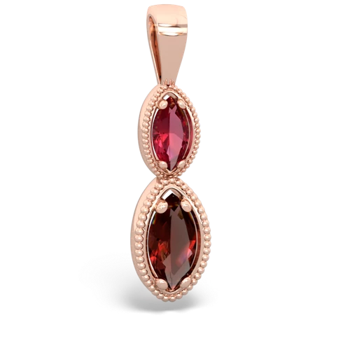Lab Ruby Lab Created Ruby with Genuine Garnet Antique-style Halo pendant Pendant