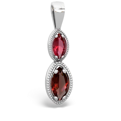 lab ruby-garnet antique milgrain pendant