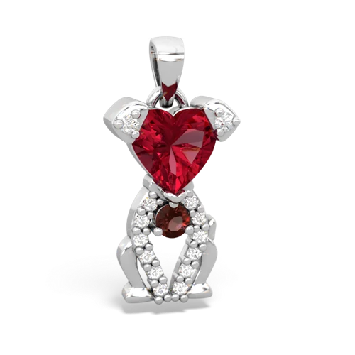 Lab Ruby Lab Created Ruby with Genuine Garnet Puppy Love pendant Pendant