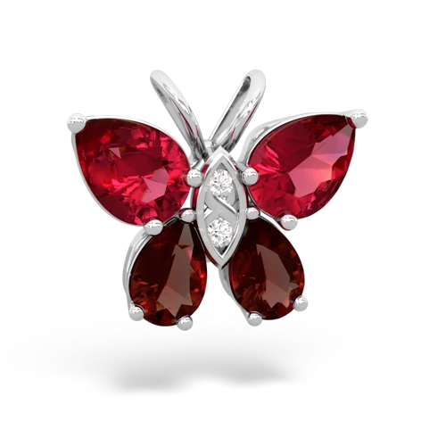 lab ruby-garnet butterfly pendant