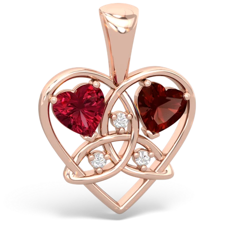 lab ruby-garnet celtic heart pendant