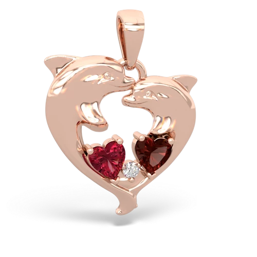 lab ruby-garnet dolphins pendant