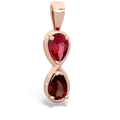 Lab Ruby Lab Created Ruby with Genuine Garnet Infinity pendant Pendant