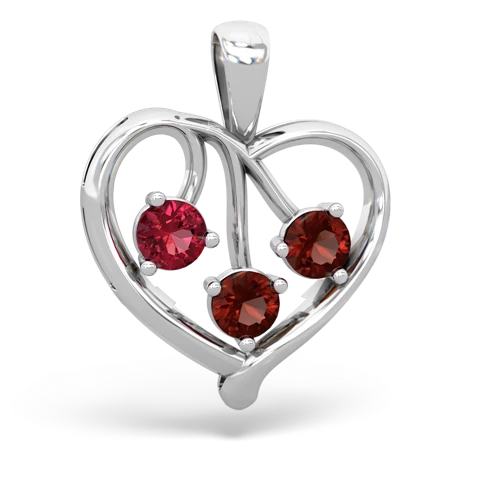 Lab Ruby Lab Created Ruby with Genuine Garnet and Lab Created Sapphire Glowing Heart pendant Pendant