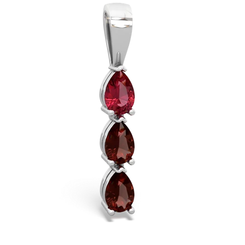 lab ruby-garnet three stone pendant