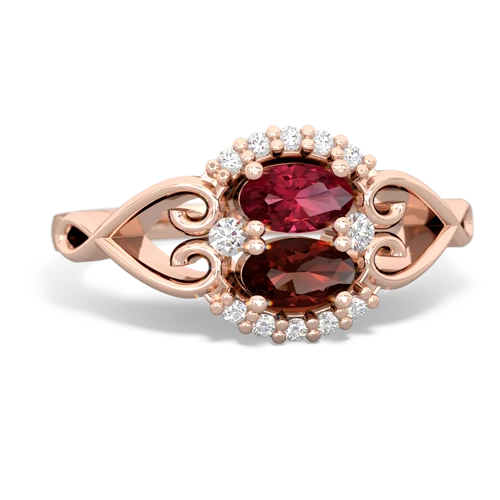 Lab Ruby Lab Created Ruby with Genuine Garnet Love Nest ring Ring
